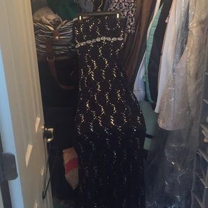Rhinestone and Sequined Formal Dress